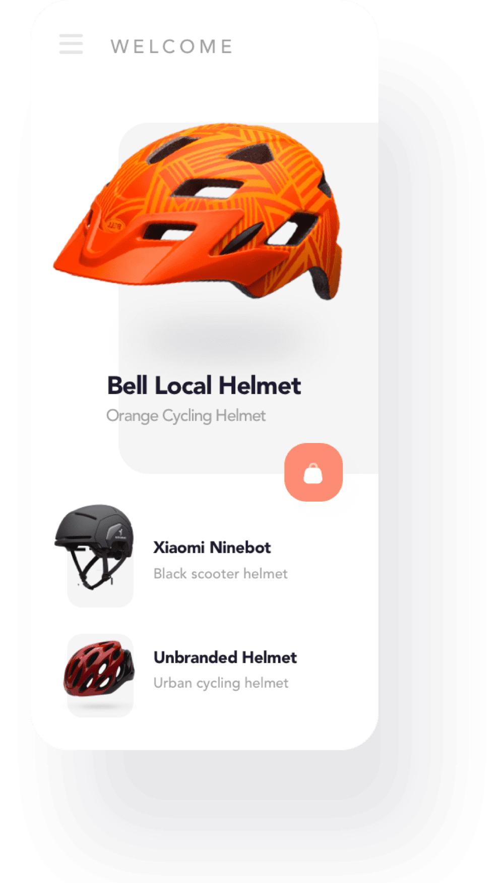 Helmet app design on phone screen. User interface displays various features and settings for helmet customization.