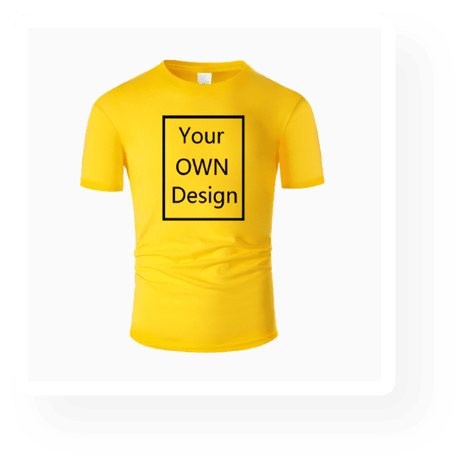 Yellow t-shirt with custom design featuring your own words.